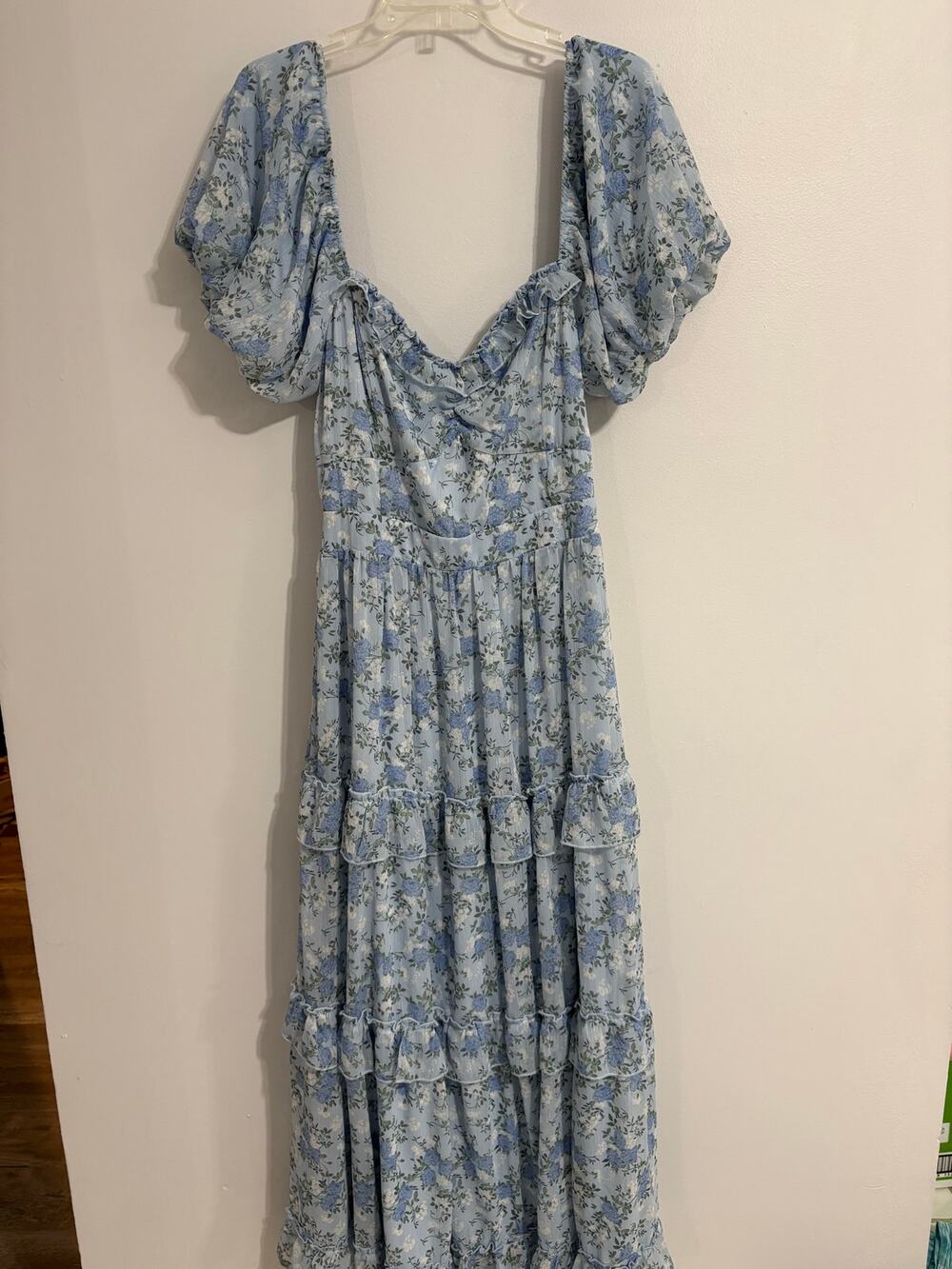 Altar'd State NWT Boho Women's 3X Maxi Floral Dress Puff Sleeve Flowy Open Back